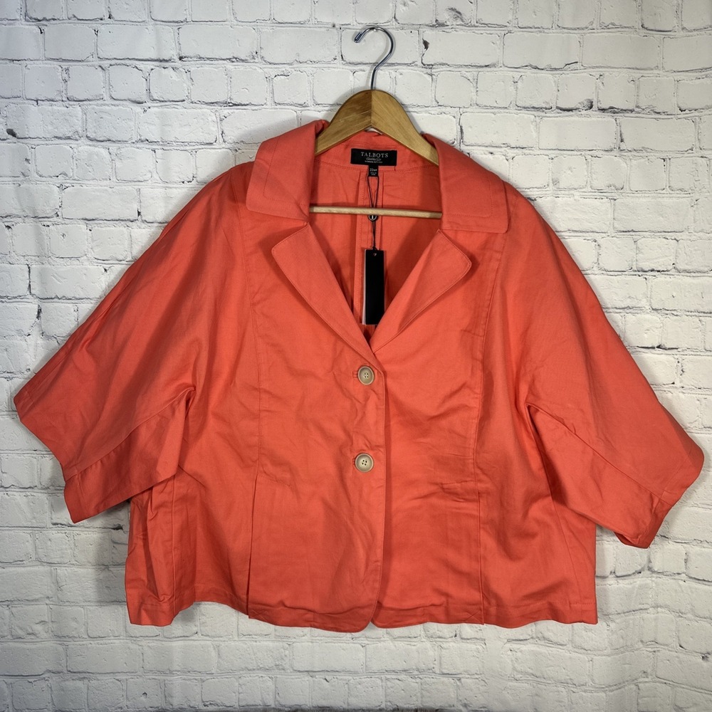 NEW Talbots Women's Blazer The Jackie Fit Jacket size 22P Petite Peach Coral